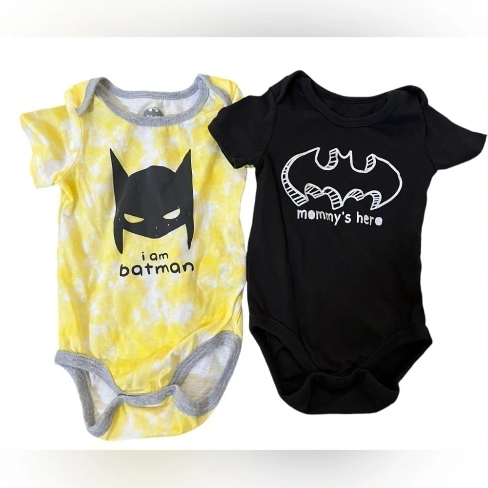 3 Batman size 18-24 months onesies DC comics black and yellow NWOT